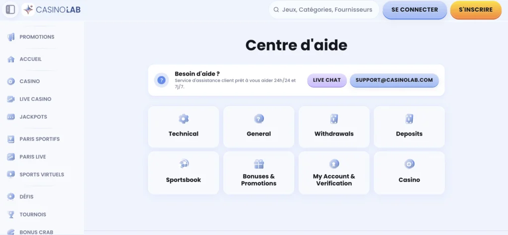 casinolab casino soutien