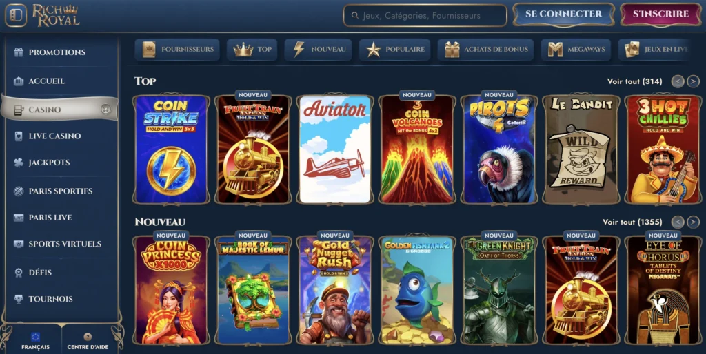 rich royal casino jeux