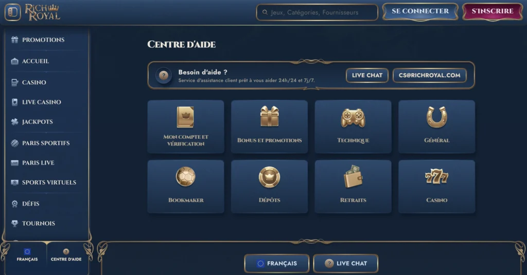 rich royal casino soutien